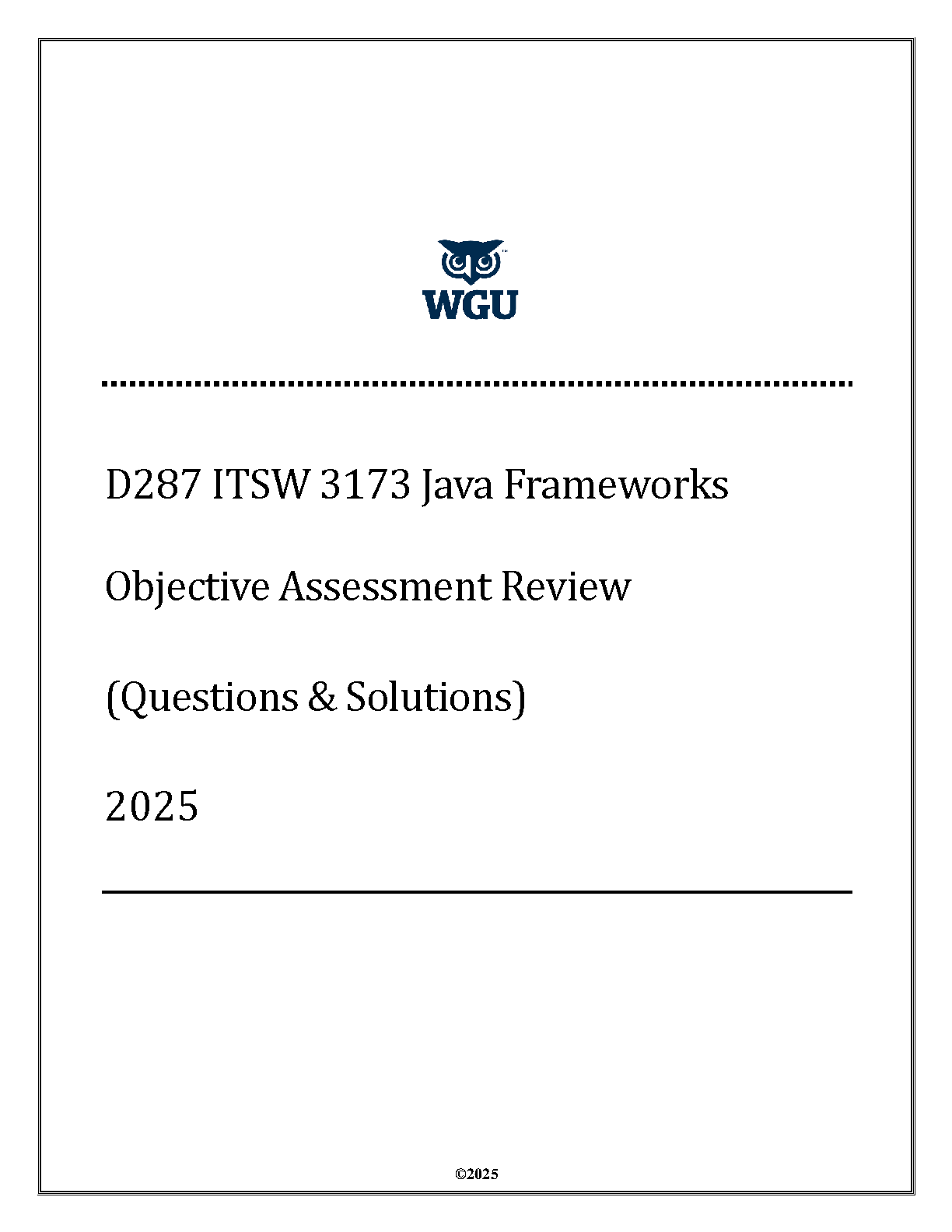 WGU D287 Java Frameworks Exam Prep Questions and Answers IMG-1
