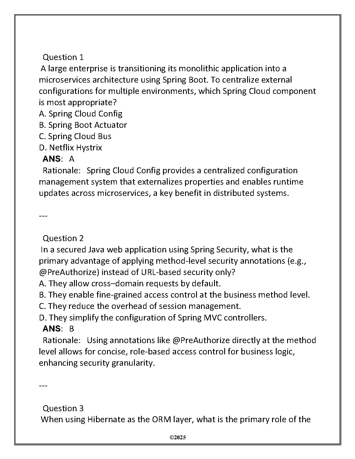 WGU D287 Java Frameworks Exam Prep Questions and Answers