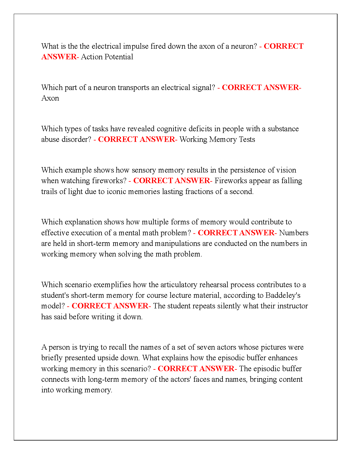 WGU D570 Cognitive Psychology OA & Pre-Test 2025 Q&A