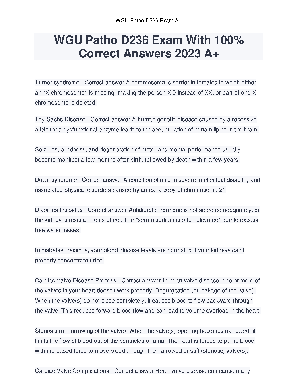 WGU Patho D236 Exam Study Guide with 100% Answers IMG-1