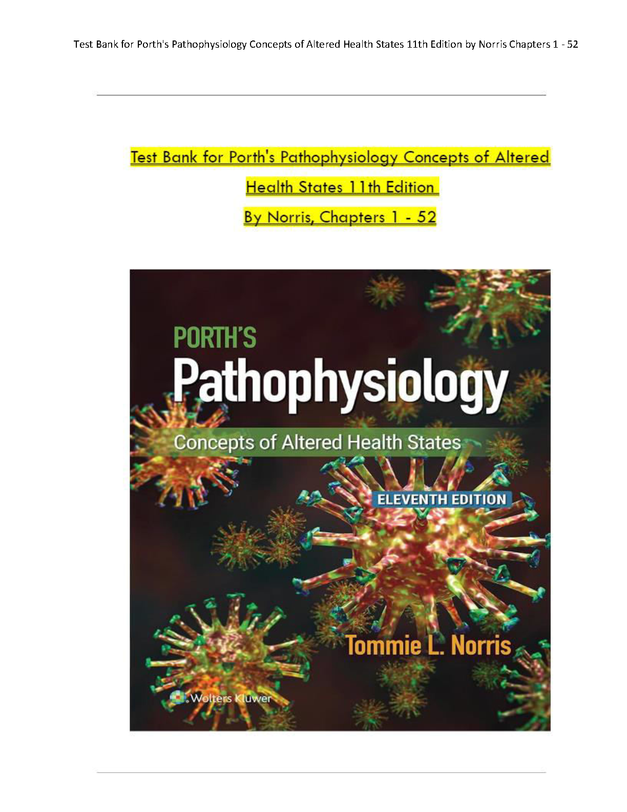 Porth Pathophysiology Test Bank 11e Nursing 2026