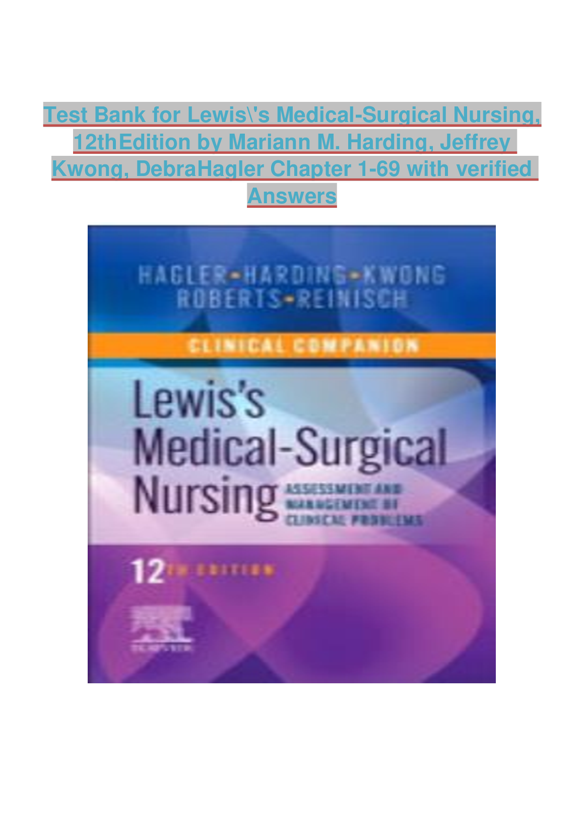 Lewis Med Surg Nursing 12e Test Bank 2026/27