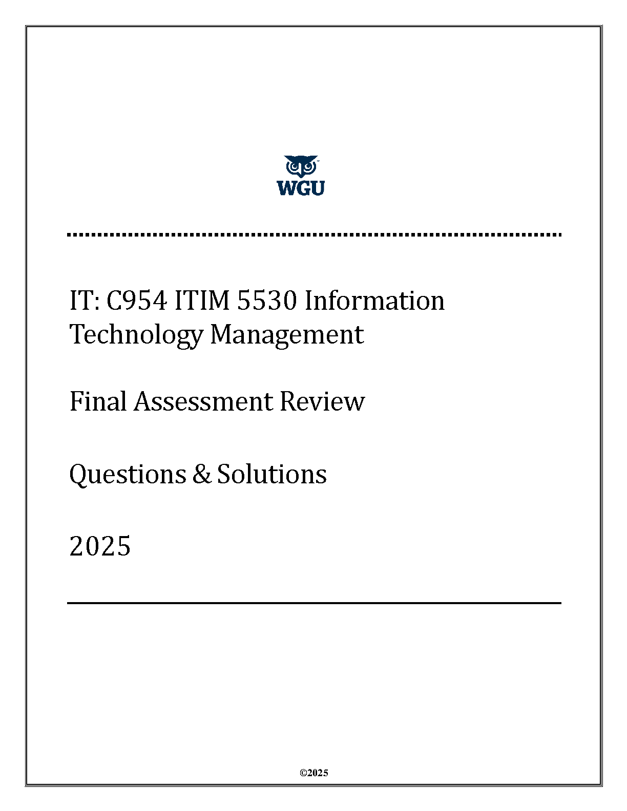ITIM 5530 ITM Final Exam Review Qs A 2025 WGU Study Guide IMG-1