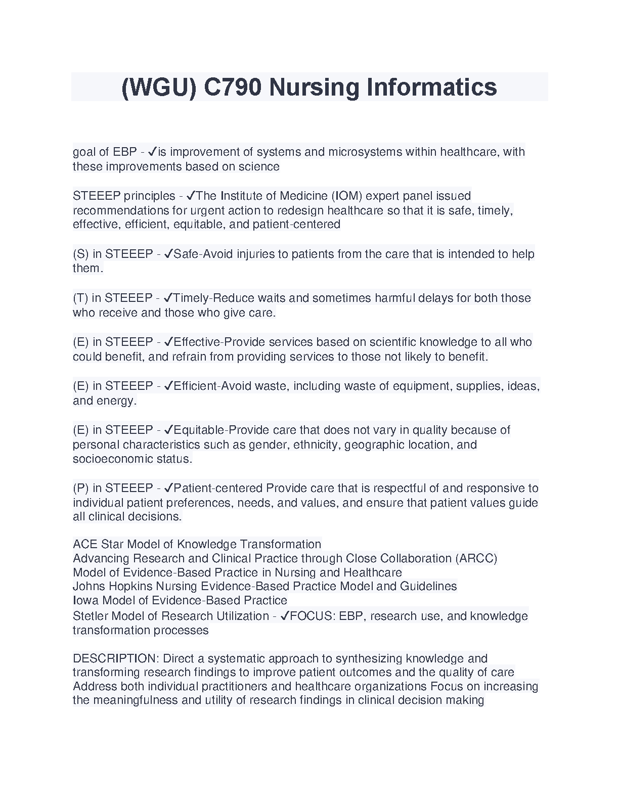 WGU C790 Nursing Informatics Exam Guide 2024-2025