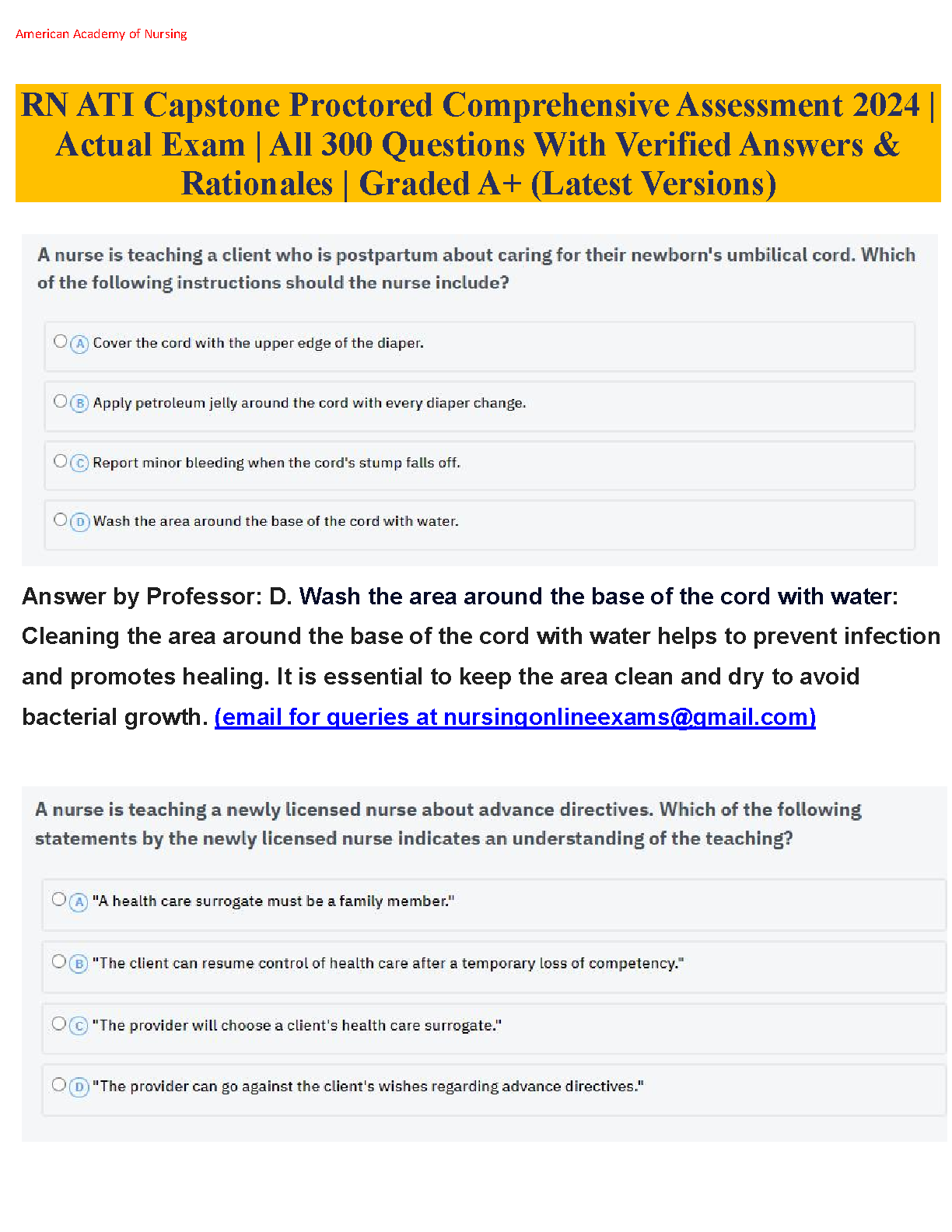 RN ATI Capstone Exam Prep 300 Questions A+ Graded Guide 2026/27 IMG-1