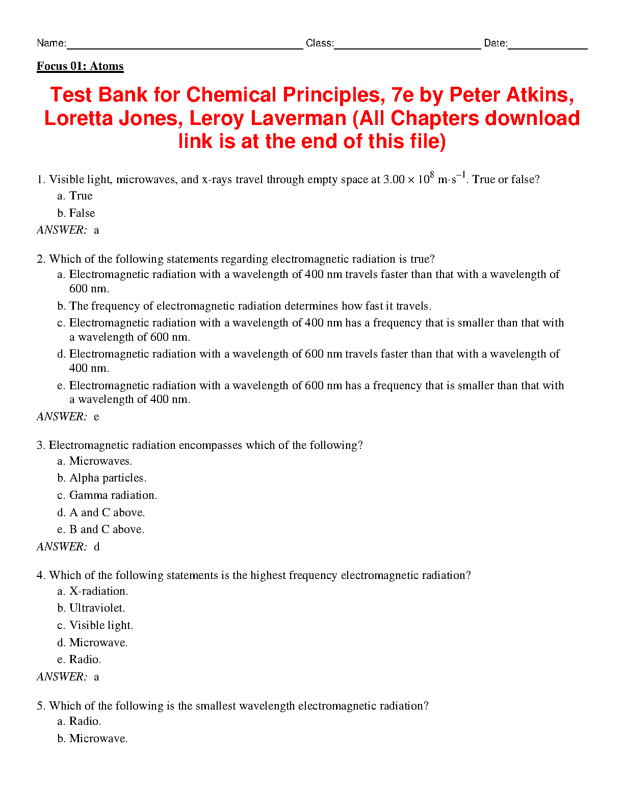Chemical Principles 7th Edition Test Bank