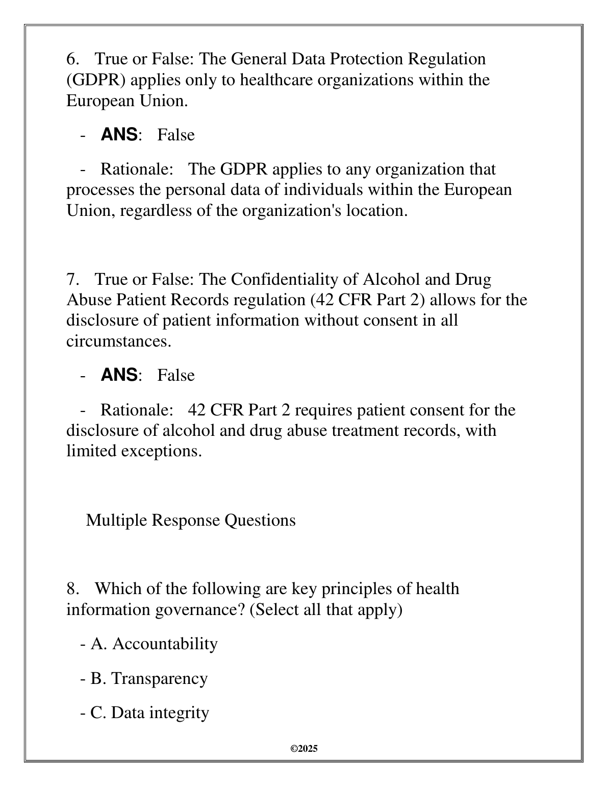 WGU C801 HIM 2215 Health Info Law Test Bank FA Review 2025 IMG-1