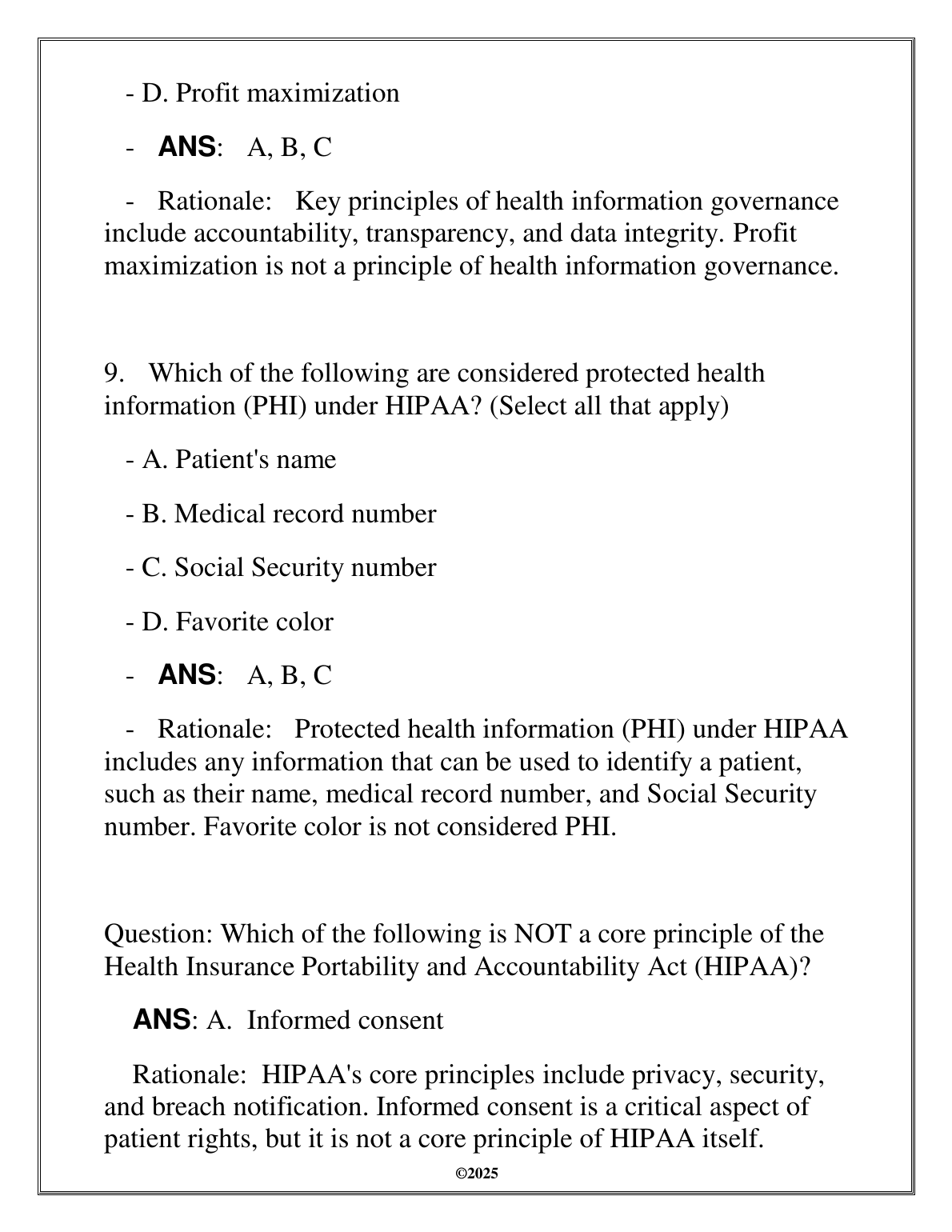 WGU C801 HIM 2215 Health Info Law Test Bank FA Review 2025