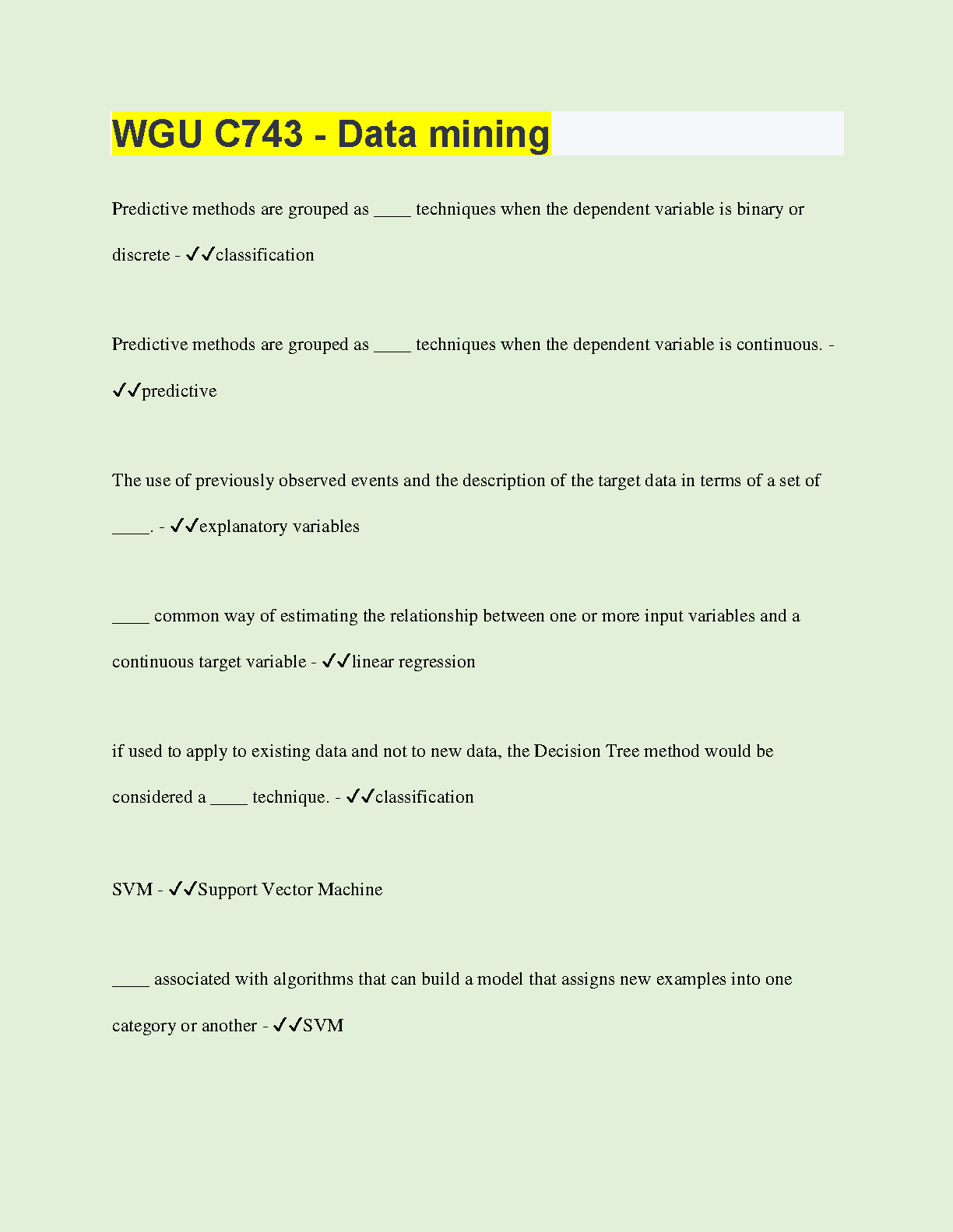 WGU C743 Data Mining Exam Success Guide 2024-2025 IMG-1