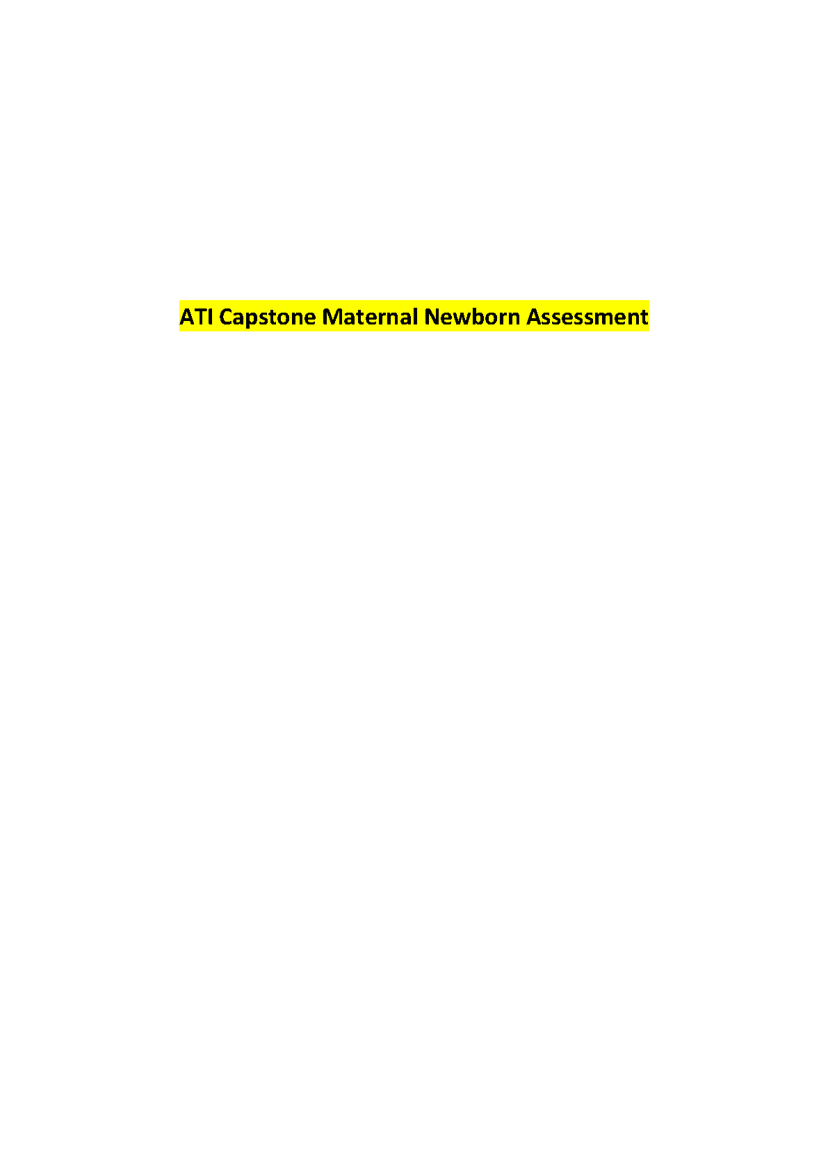 ATI Maternal Newborn Capstone Exam Prep 2026/27