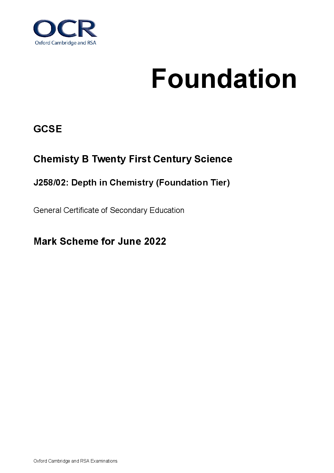 OCR Chem B J258/02 Mark Scheme 2026-27 Revision Guide