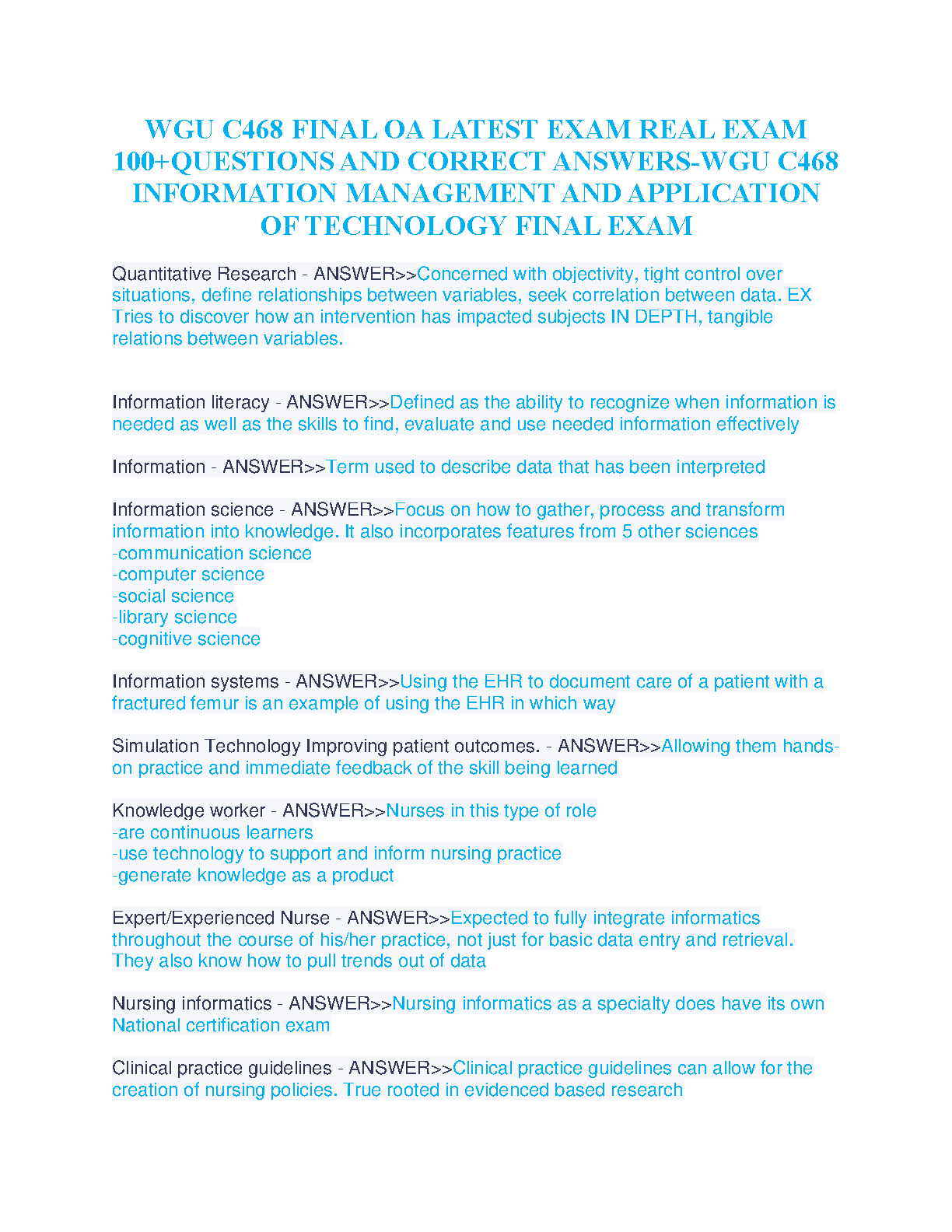 WGU C468 Info Tech Final Exam Test Bank Questions and Answers IMG-1