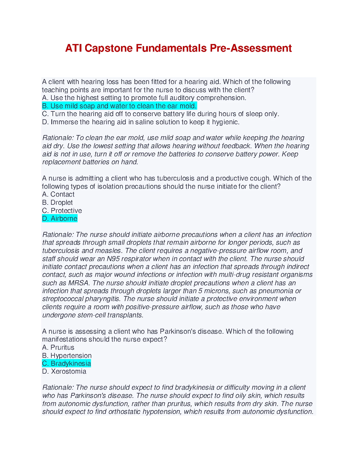 Nursing Fundamentals ATI Capstone Practice Exam Questions 2026/27 IMG-1