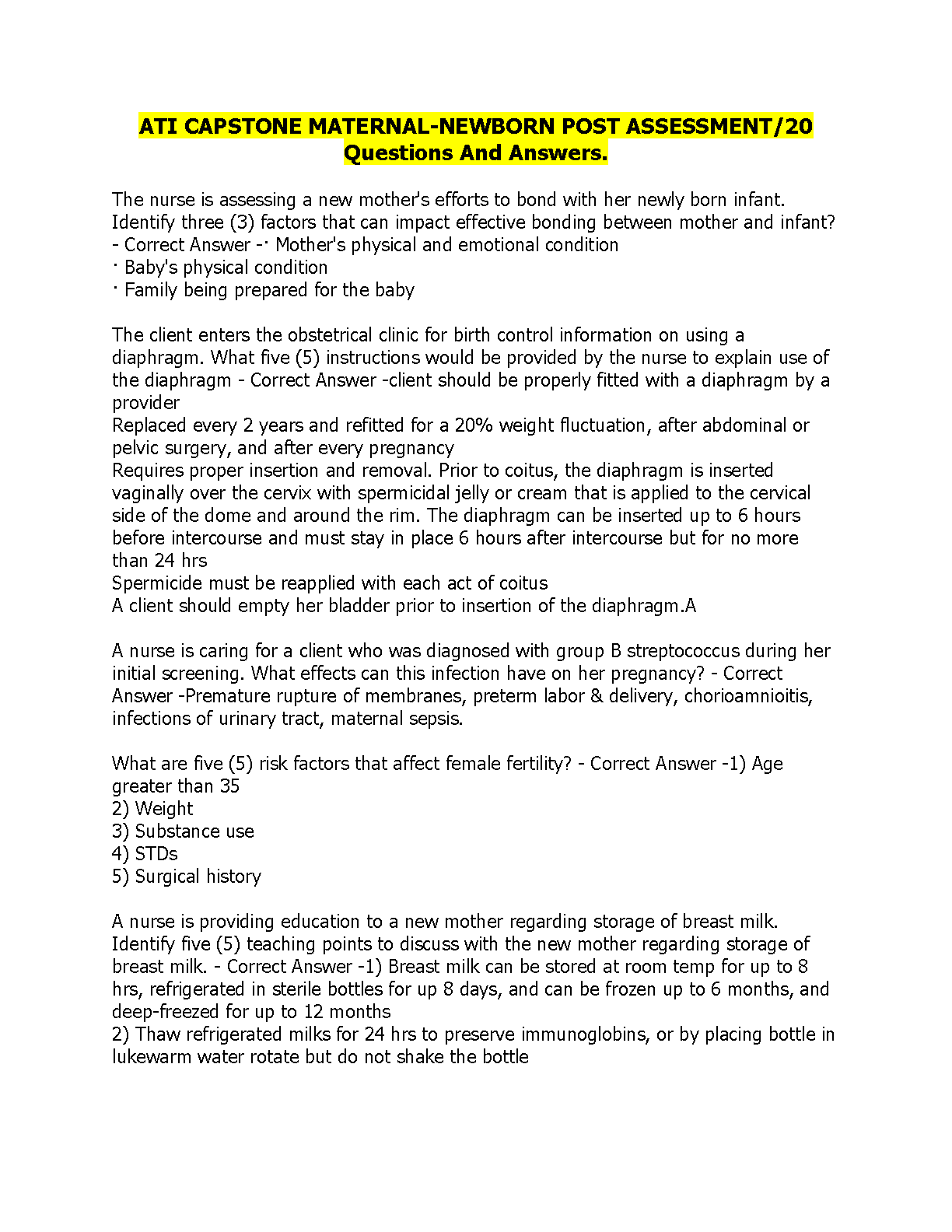 ATI Maternal Newborn Study Guide 2026/27