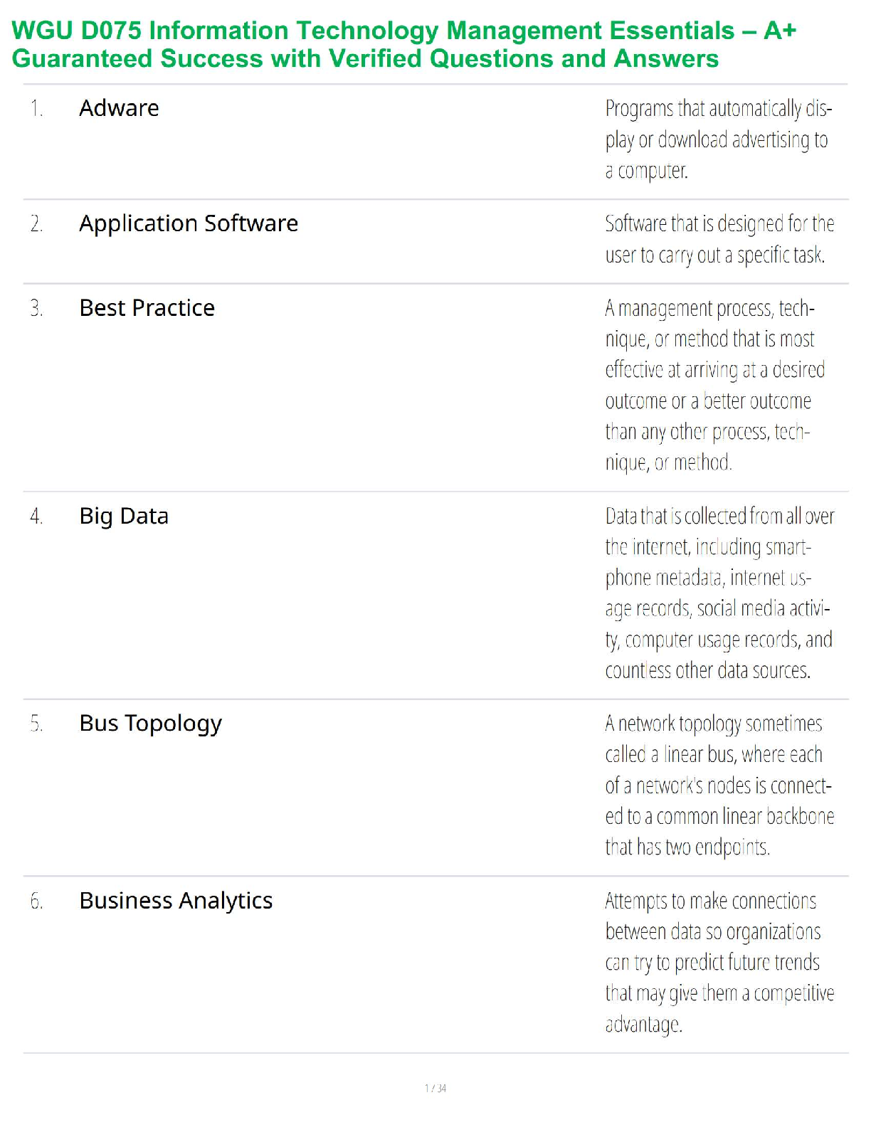 WGU D075 IT Management Essentials Test Bank 2026 IMG-1