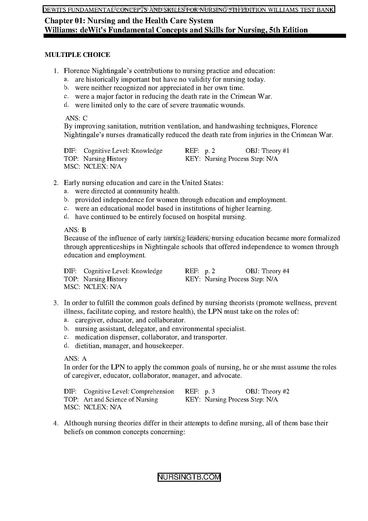 Nursing Fundamentals Test Bank 2026/27