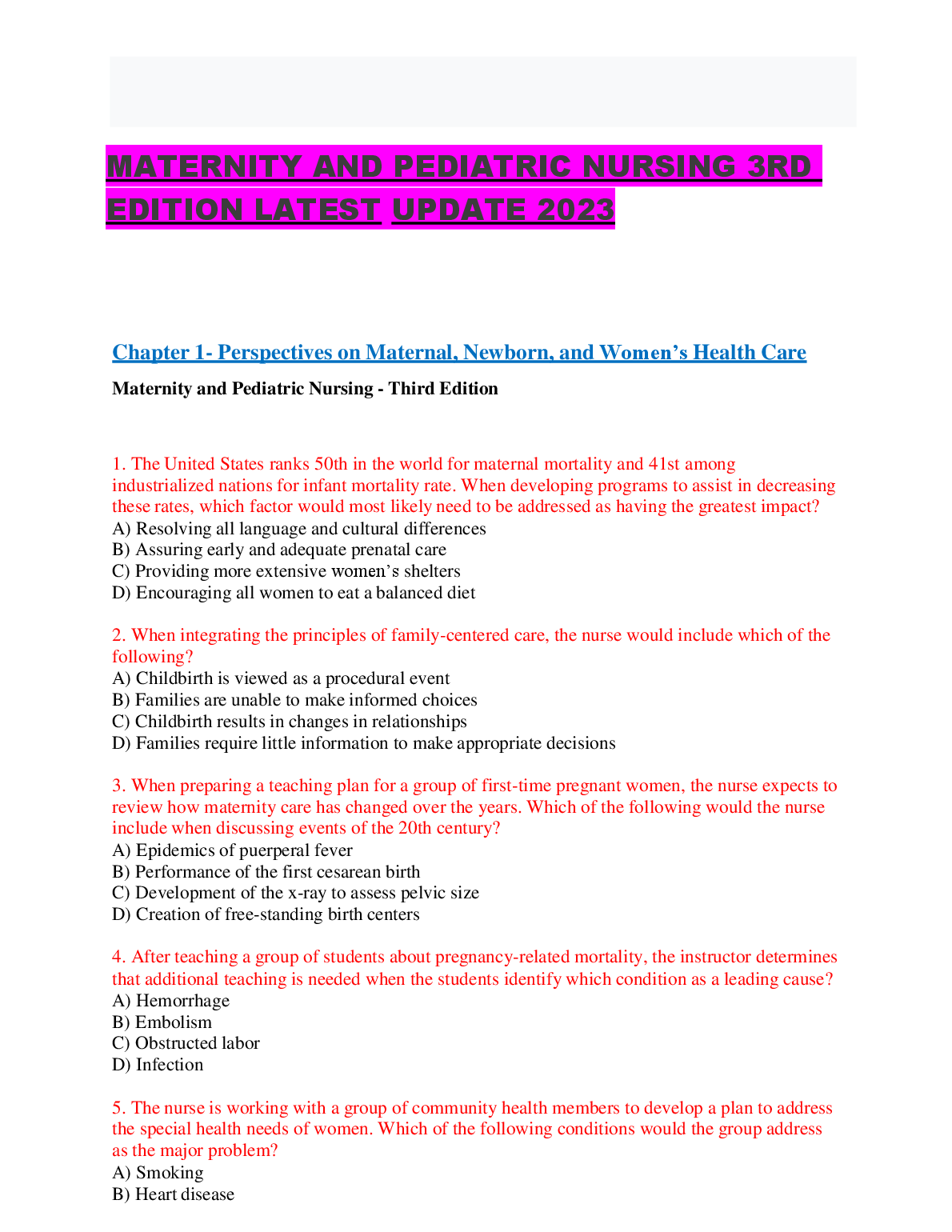 Nursing Study Guide Maternity Pediatrics 2026/27 Edition