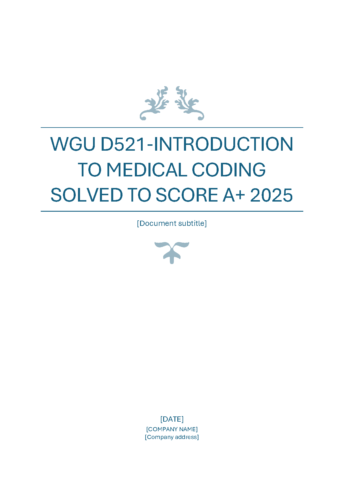 WGU D521 Intro Medical Coding 2025 Solutions IMG-1