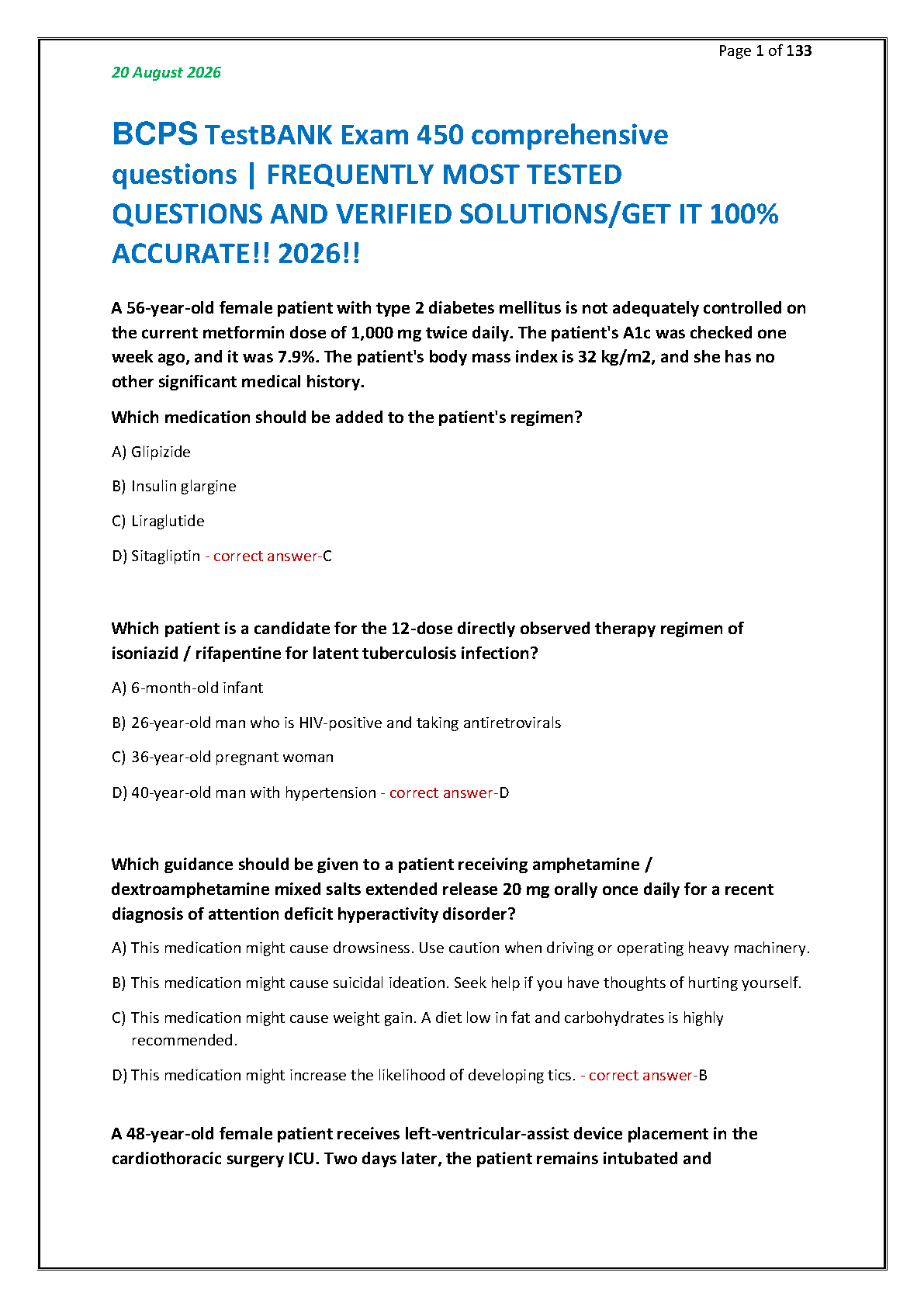 BCPS Test Bank: Verified Questions & Solutions IMG-1