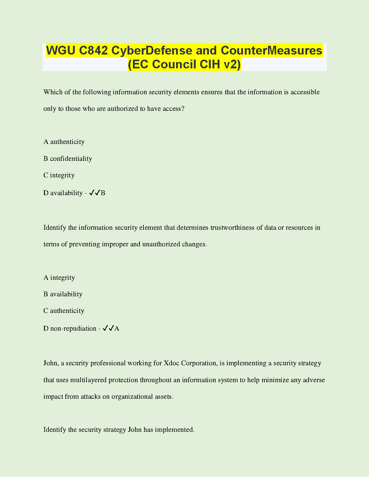 WGU C842 CIH v2 CyberDefense Exam Prep Study Guide