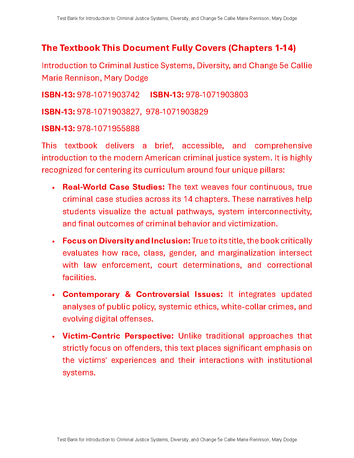 CJ Systems Test Bank Rennison &amp; Dodge