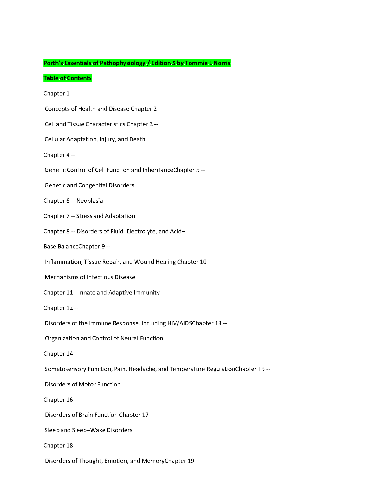 Pathophysiology Test Bank Porth 5th Ed 2026/27