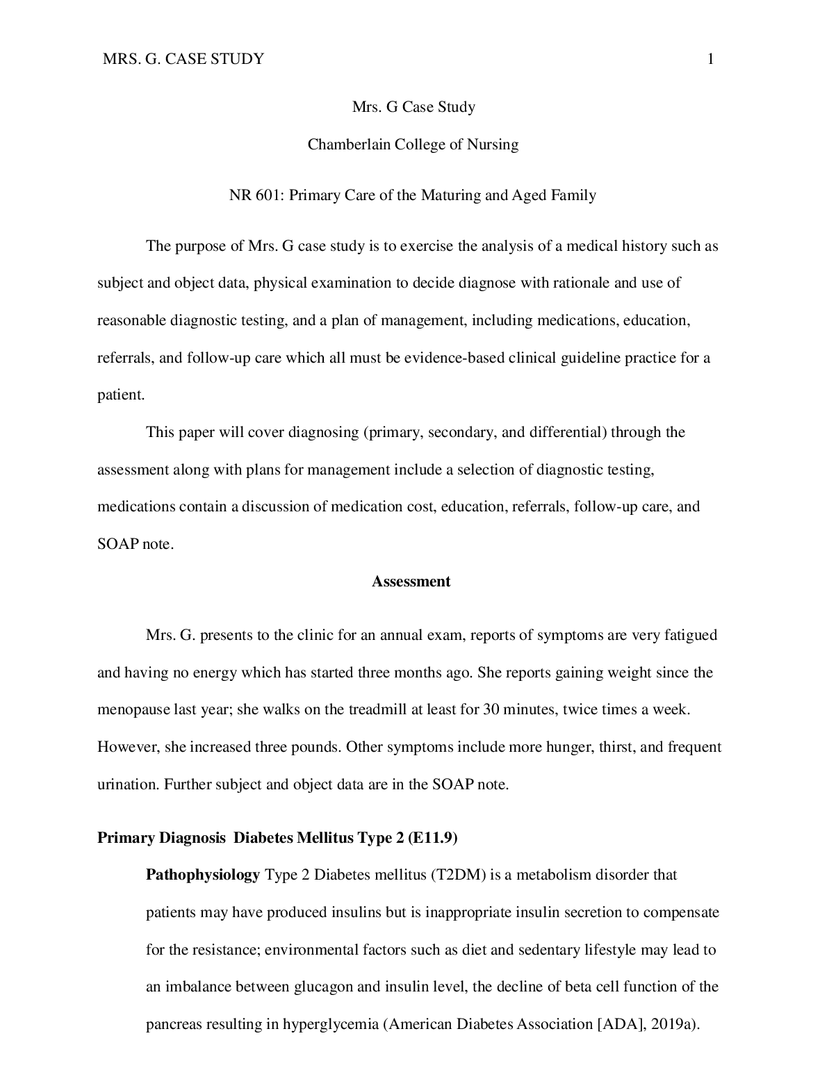 NR 601 Maturing Family Case Study Nursing Solutions