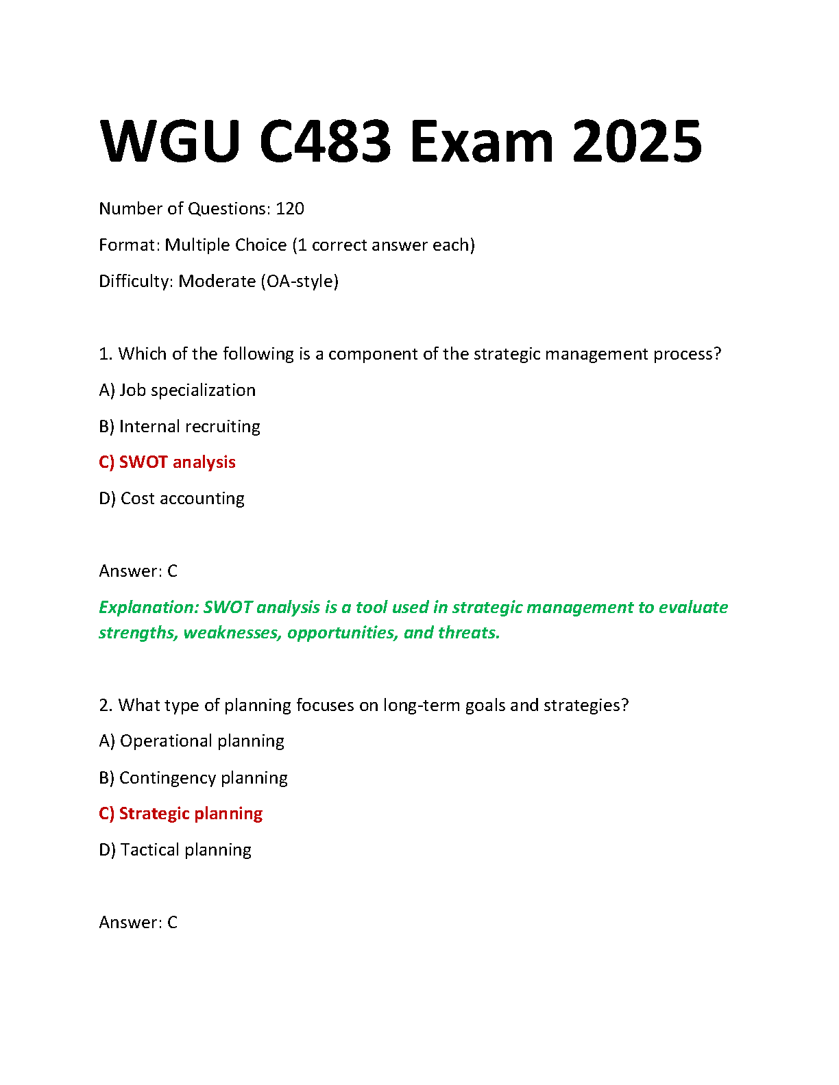 WGU C483 Strategic Management Exam Prep Guide 2025 IMG-1