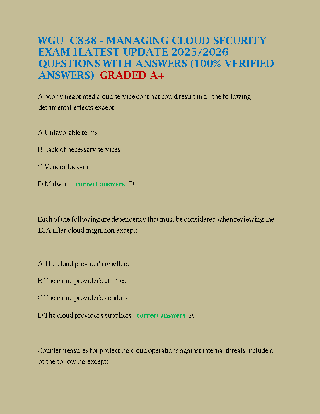 WGU C838 Cloud Security Exam Guide IMG-1
