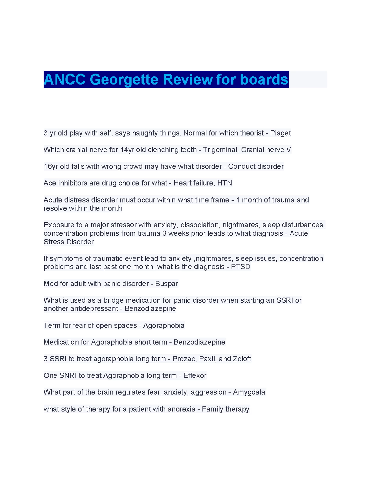 Nursing Board Review ANCC Georgette 2026/27
