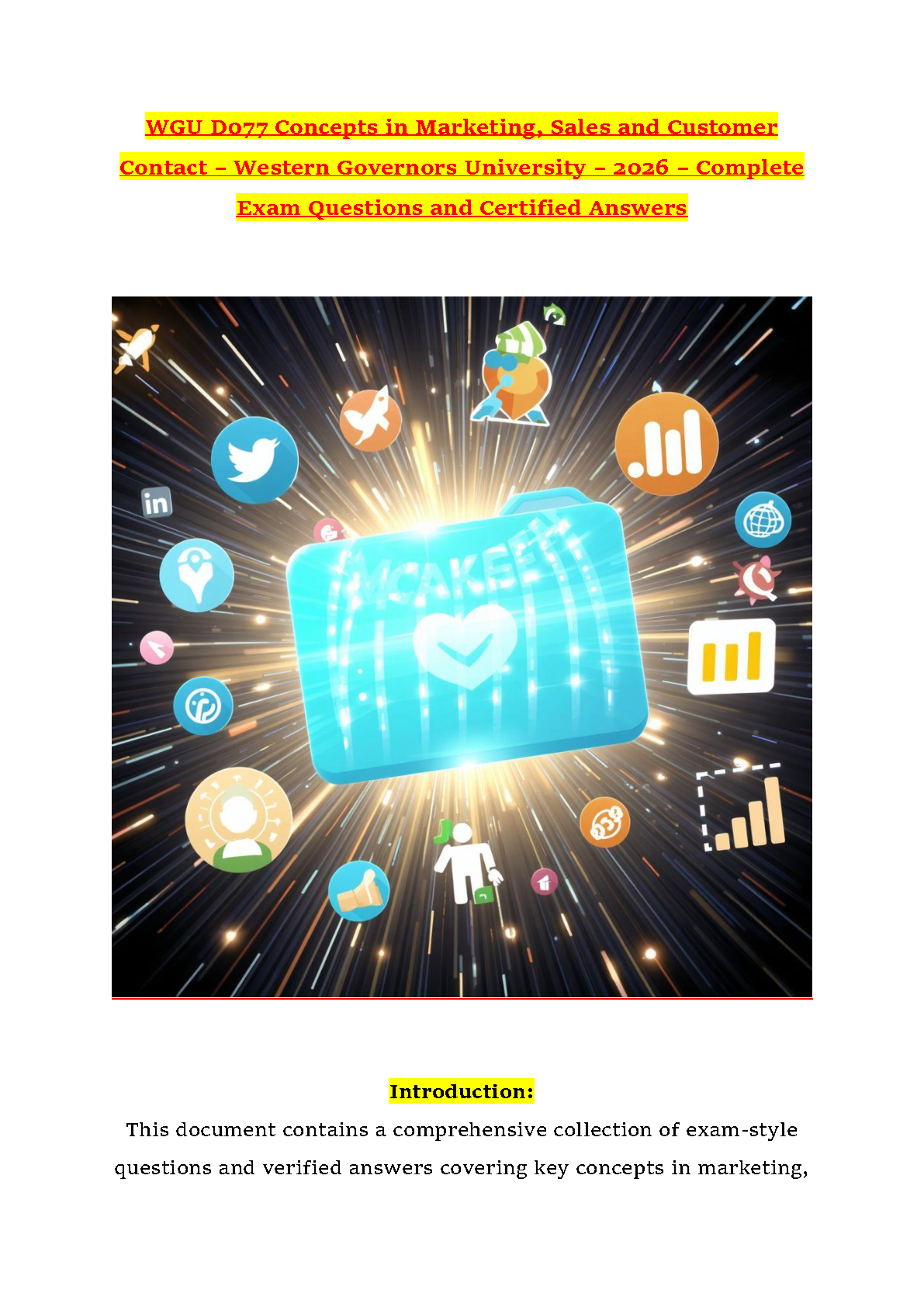WGU D077 Exam Answers 2026 Marketing Study Guide