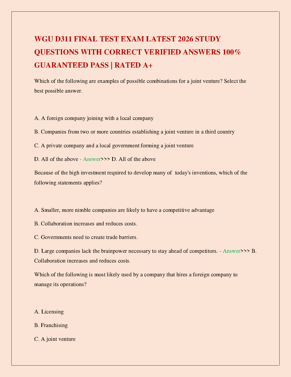 WGU D311 International Business Test Bank 2026 IMG-1