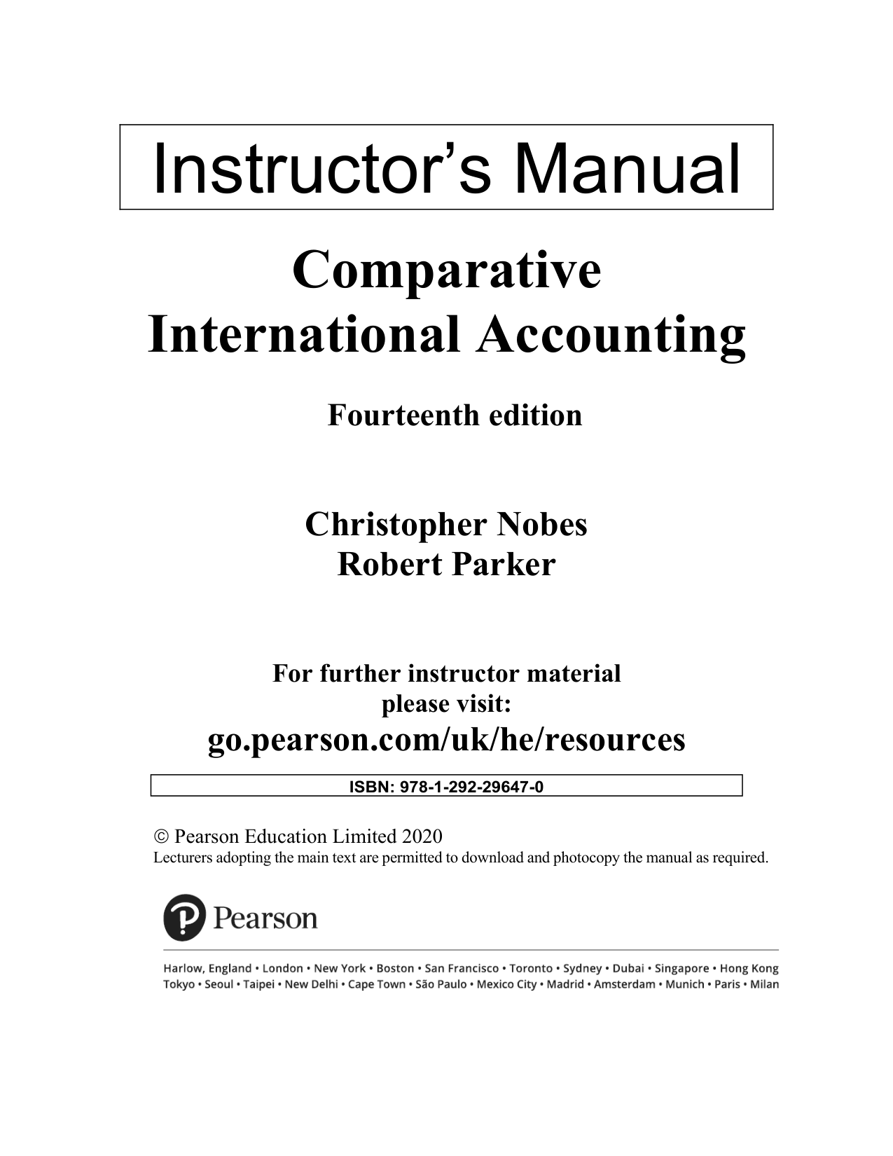Comparative International Accounting 14th Edition TEST BANK