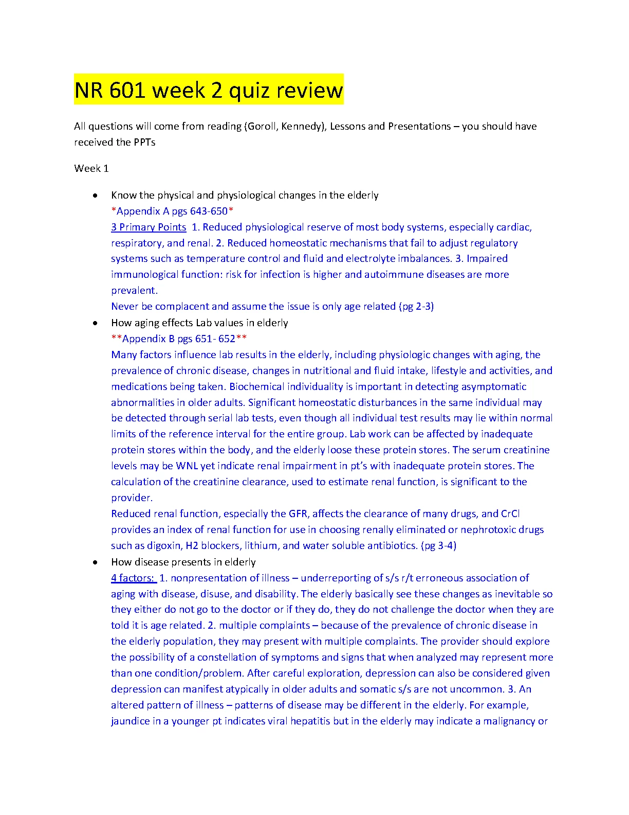NR 601 Week 2 Quiz Review Nursing Exam Prep