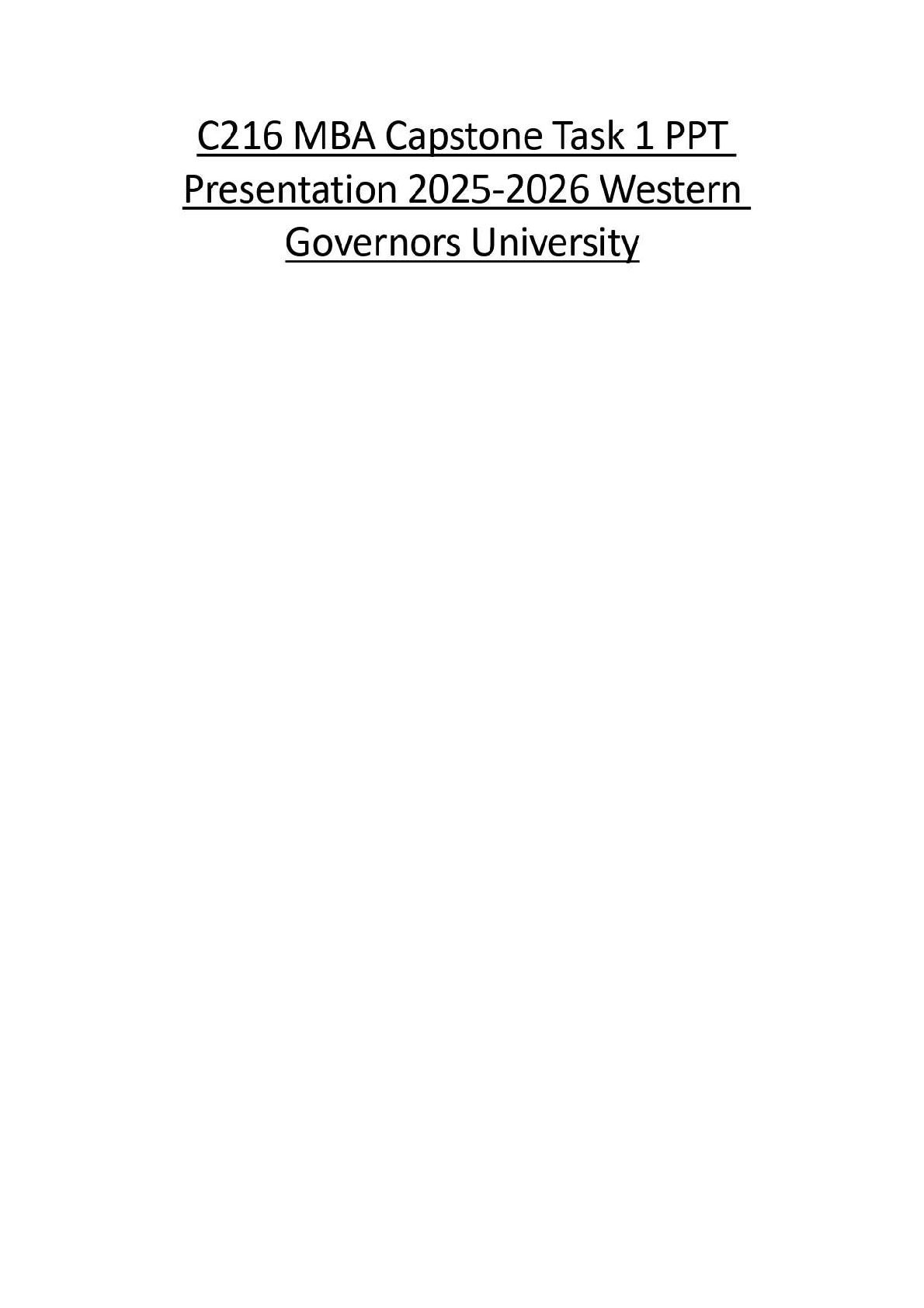 WGU C216 MBA Capstone Task 1 PPT Guide 2025 IMG-1