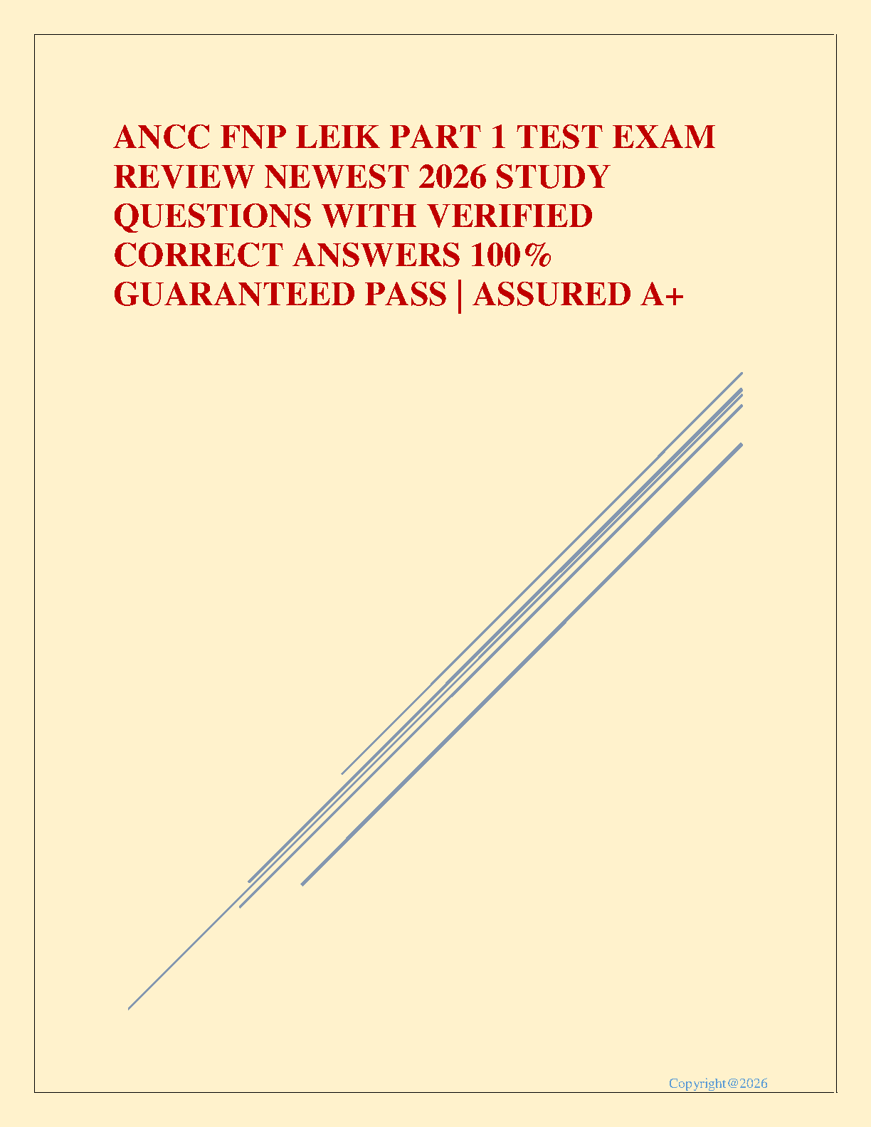 ANCC FNP Part 1 Test Bank 2026: Exam Review Questions & Answers