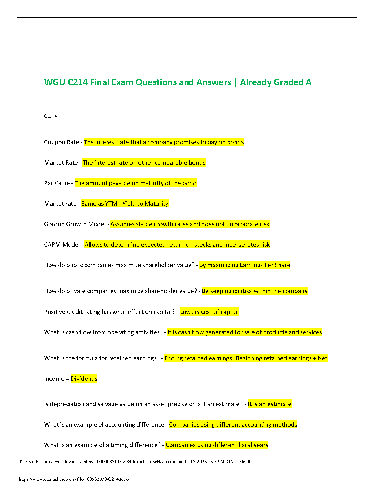 WGU C214 Financial Management Study Guide 2025 IMG-1