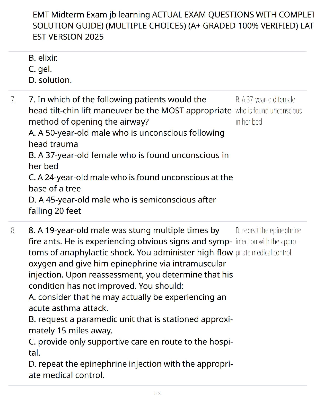 EMT Midterm Test Bank: Emergency Care 12th Ed Solutions IMG-3