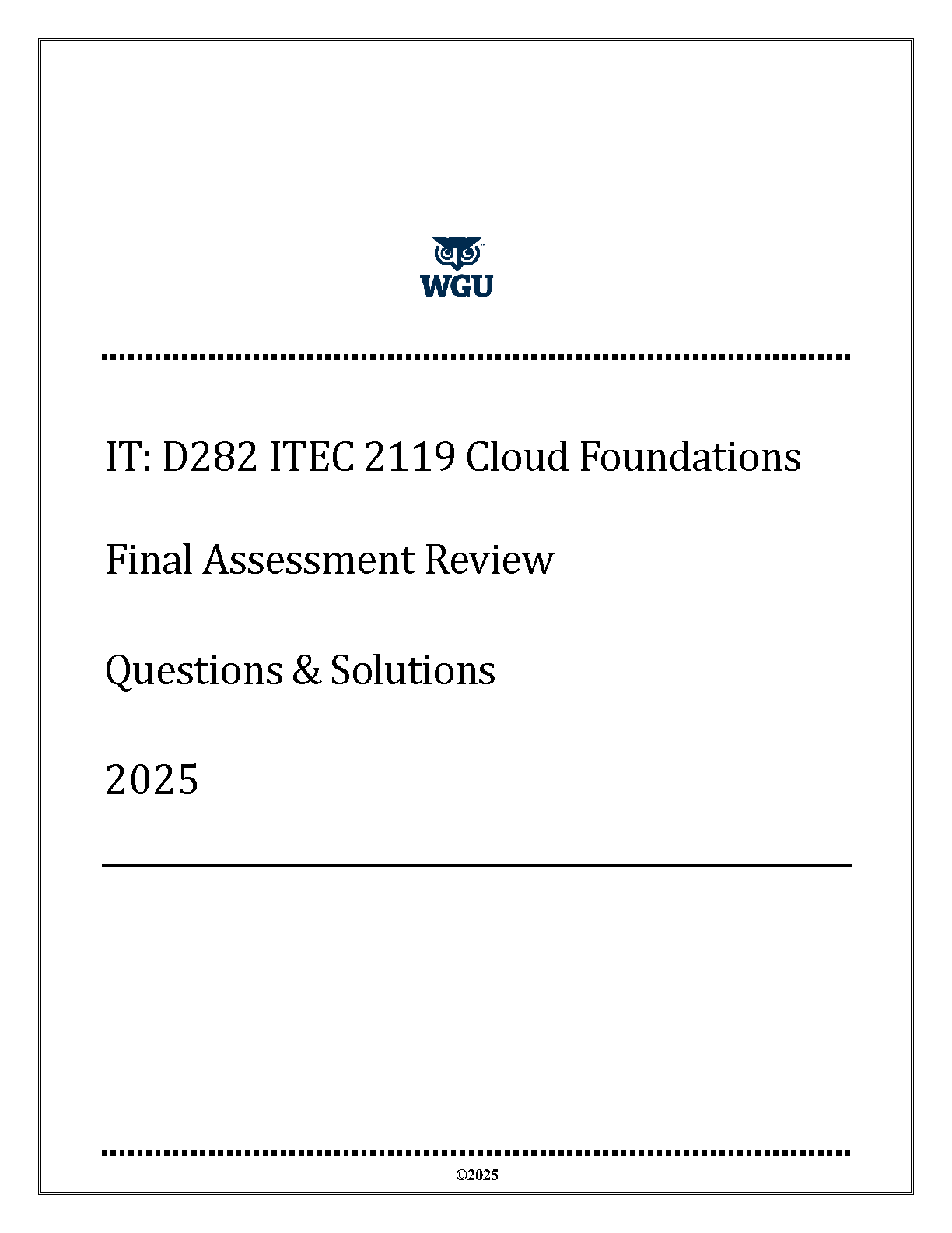 ITEC 2119 Cloud Foundations Final Exam Guide 2025