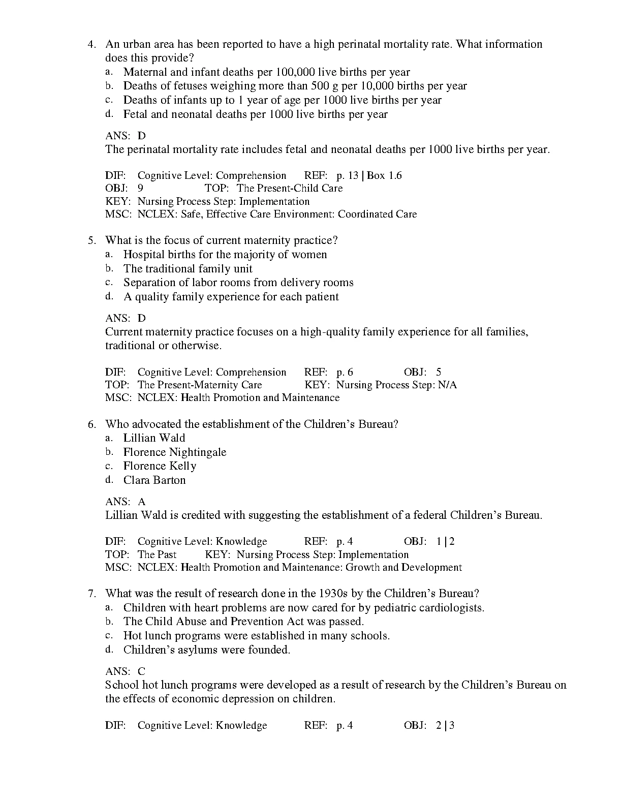 Leifer Maternity & Pediatrics Test Bank Ch 1-34 2026