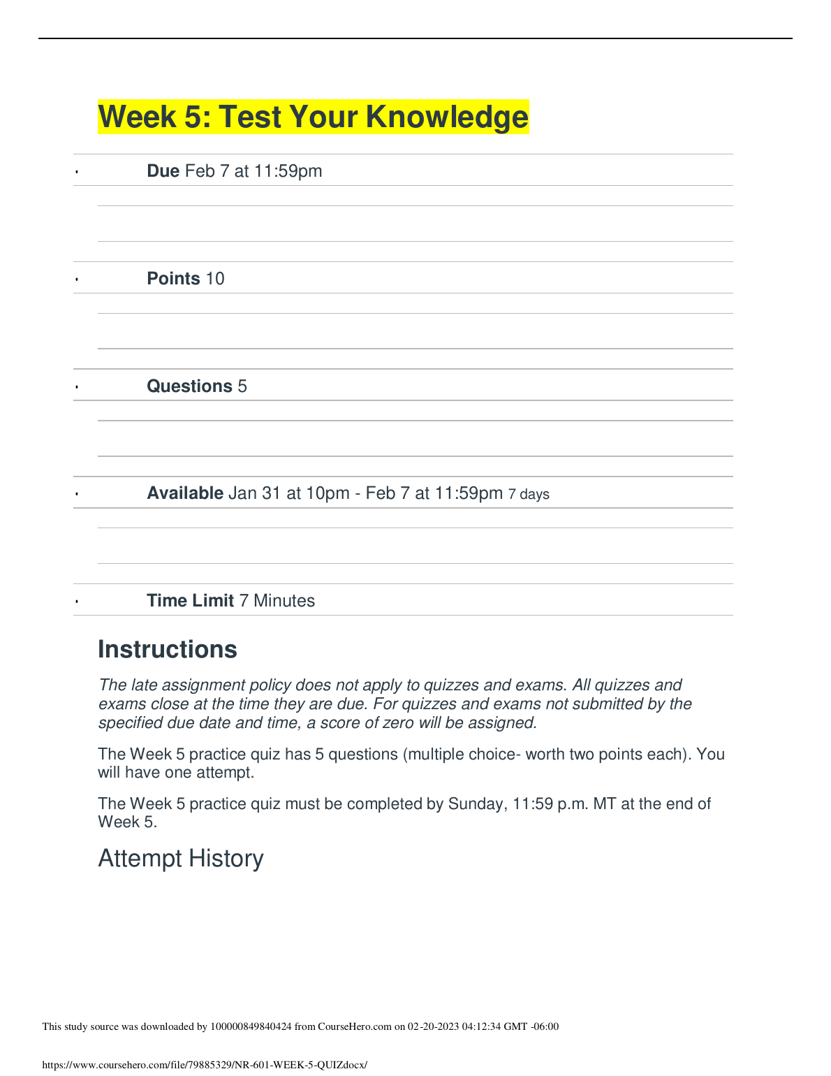 NR 601 Week 5 Quiz Test Your Knowledge IMG-1