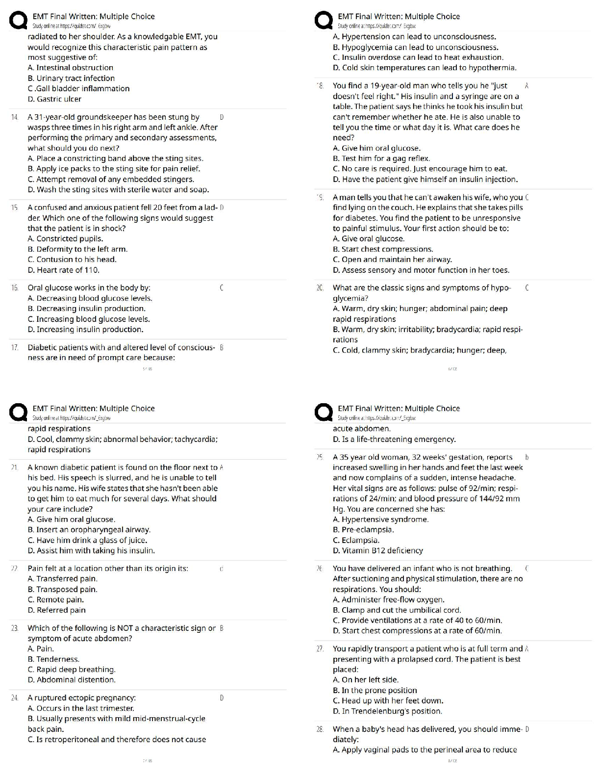 EMT Final Exam Test Bank 12th Ed AAOS Q&A 2026/27