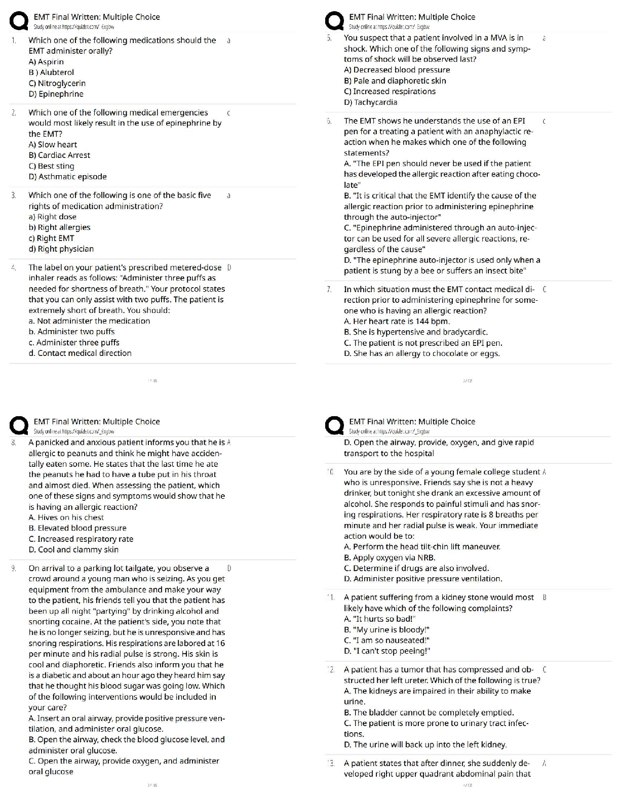 EMT Final Exam Test Bank 12th Ed AAOS Q&A 2026/27