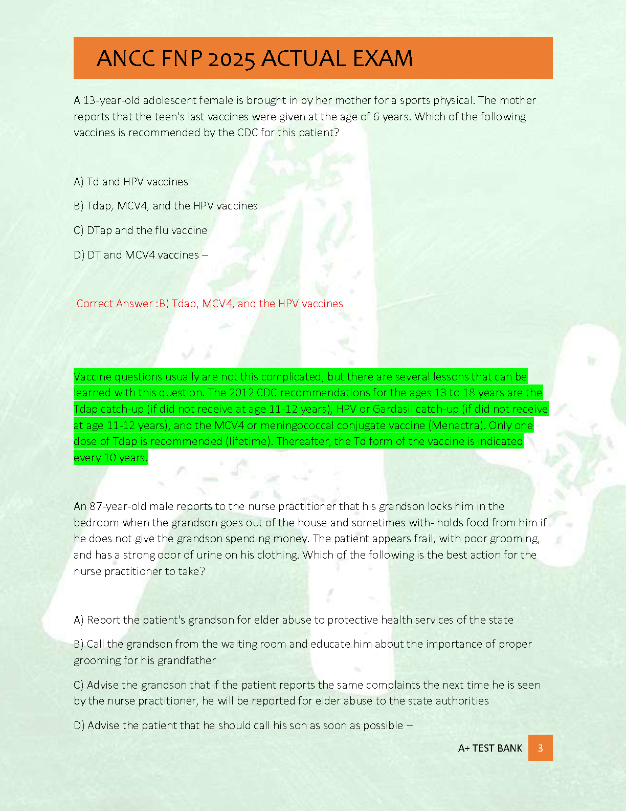 ANCC FNP Test Bank 2026/27 | Practice Exam & Study Guide IMG-3