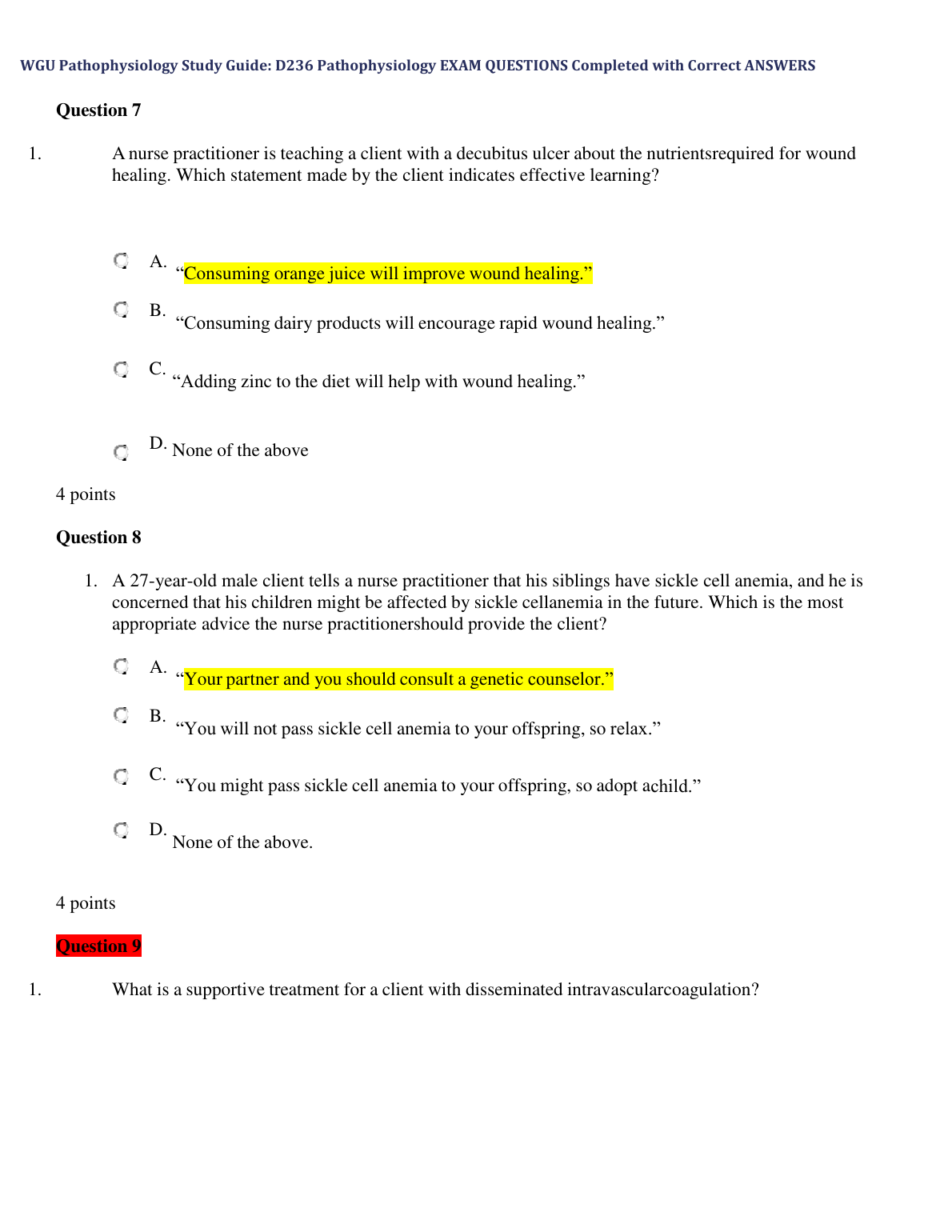 WGU D236 Pathophysiology Exam Questions and Answers 2024 IMG-1