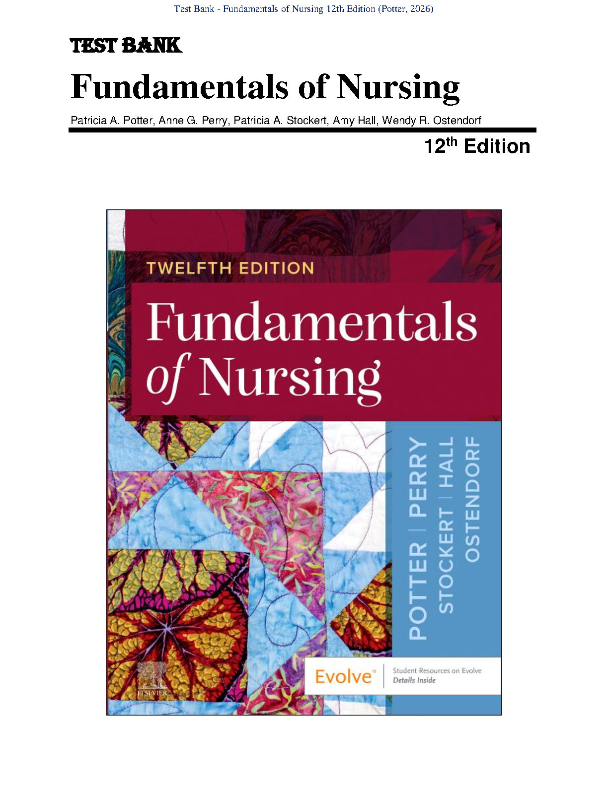 Nursing Fundamentals 12e Test Bank & Solutions NCLEX Prep IMG-1