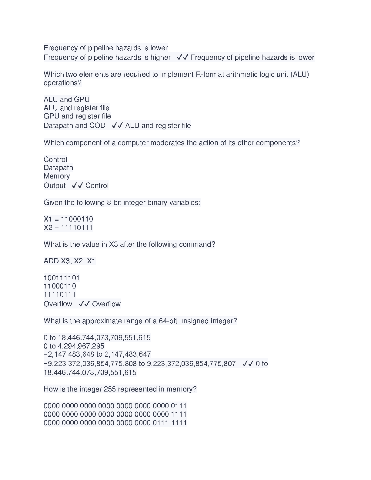 WGU C952 Computer Architecture Questions and Answers