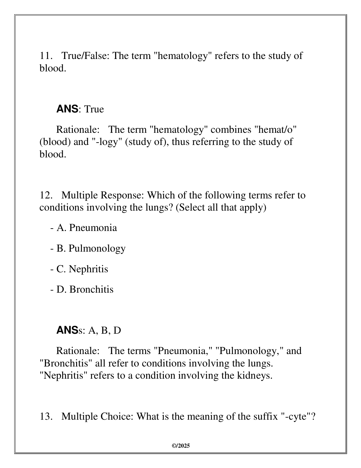WGU C804 Medical Terminology OA Exam Review Test Bank 2025 IMG-3