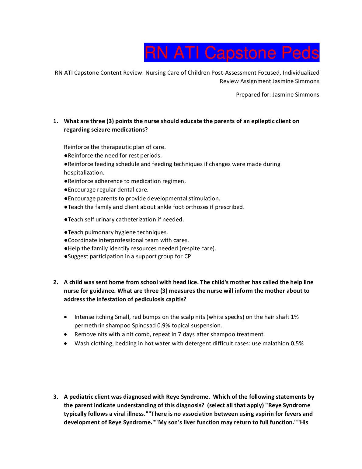 ATI Nursing Care of Children Practice Questions 2026/27