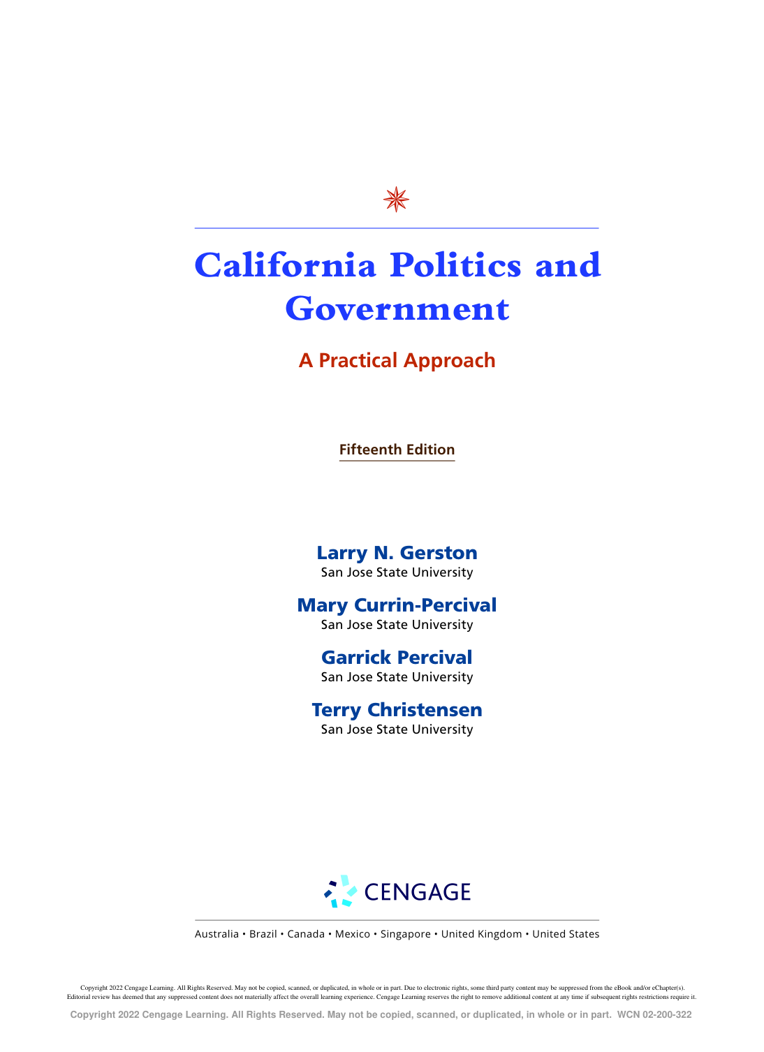 California Politics and Government, 15th Edition